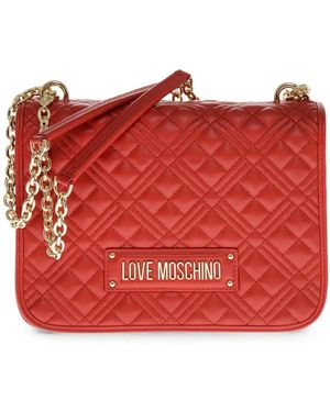Moschino Diamond-Pattern Shoulder Bag - Red