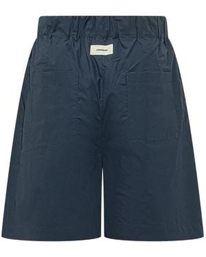 A PAPER KID Logo-Patch Bermuda Shorts - Blue