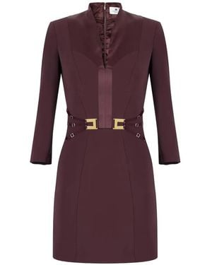 Elisabetta Franchi Buckle Detail Mini Dress - Purple