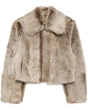 Arma Kragenloser Mantel Aus Faux Fur - Natur