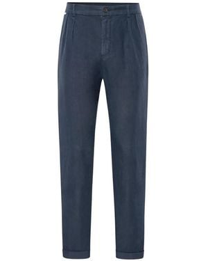 04651 Handelsgesellschaft MBH & Co. KG Pleated Linen Trousers - Blue