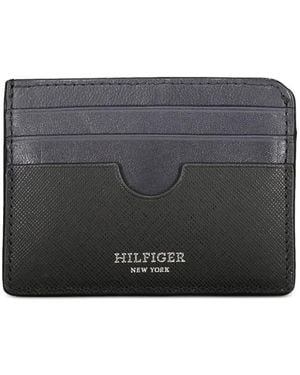 Tommy Hilfiger Saffiano-Leather Card Holder - Grey