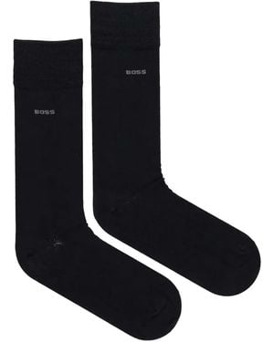 BOSS Logo-Embroidered Socks - Black