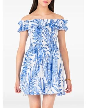 Poupette Floral-Print Off-Shoulder Mini Dress - Blue