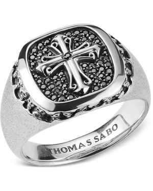Thomas Sabo Rebel Icons Siegelring Mit Kreuz - Mettallic