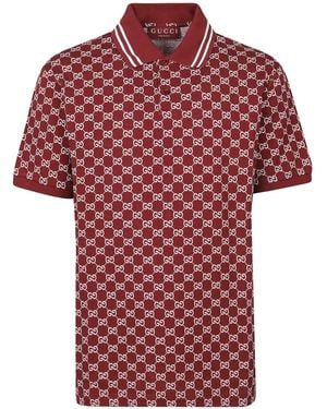 Gucci Gg-Pattern Polo Shirt - Red