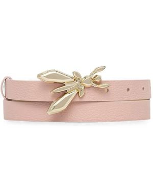 Patrizia Pepe Fly-Plaque Pebbled-Leather Belt - Pink