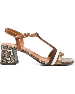 Chie Mihara Liluce Snakeskin-Effect T-Bar Sandals - Natural