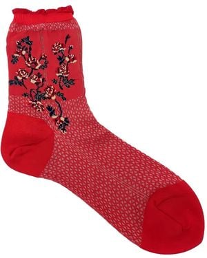Antipast Floral-Embroidered Ruffled Socks