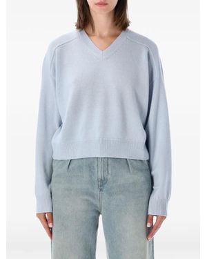 Loulou de Saison Anzor Lds V-Neck Sweater - Blue