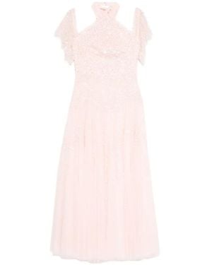 Needle & Thread Scallop Sequin Halter-Neck Gown - Pink