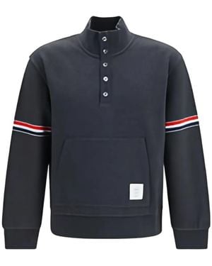 Thom Browne Funnel-Neck Buttoned Jumper - Blue