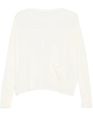 Ma'ry'ya Flap-Pocket Drop-Shoulder Sweater - White