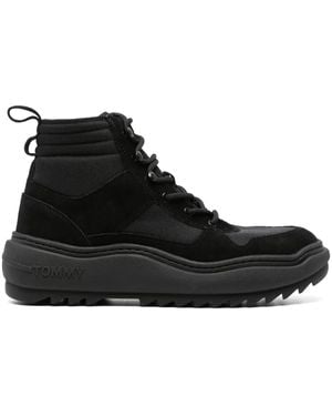 Tommy Hilfiger Panelled Lace-Up Boots - Black