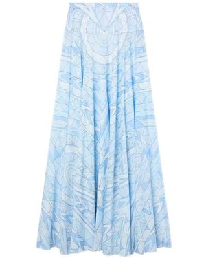 PUCCI Manuba Geometric-Print Strapless Long Skirt - Blue