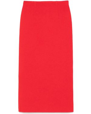 AURALEE Ribbed Midi Skirt - Red