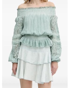 Guess Falda con volantes y encaje - Azul