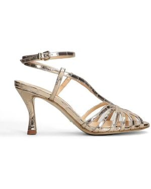 Chantal Crocodile-Effect Multi-Strap Sandals - Natural