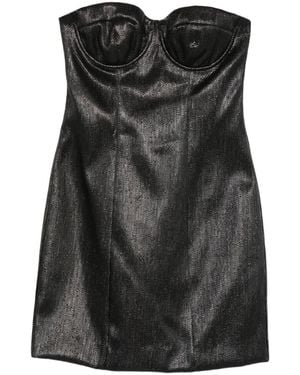 FEDERICA TOSI Metallic-Finish Sweetheart-Neck Mini Dress - Black