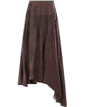 Ziggy Chen Asymmetric Pleated Skirt - Brown