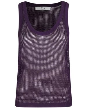 Tela Comby Sleveeless Scoop-Neck Tank Top - Purple