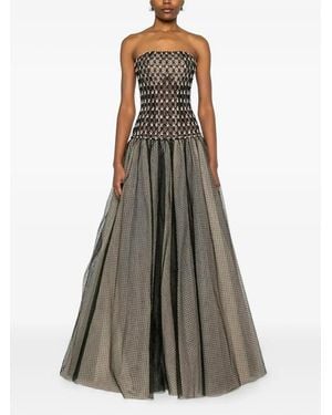 Dina Melwani Sequin-Embellished Tulle Maxi Dress - Black