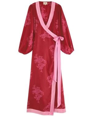 Hannah Artwear Luna Floral-Print Wrap Maxi Dress - Red