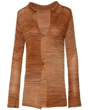 Baobab Helena V-Neck Cutout Knit Shirt - Brown