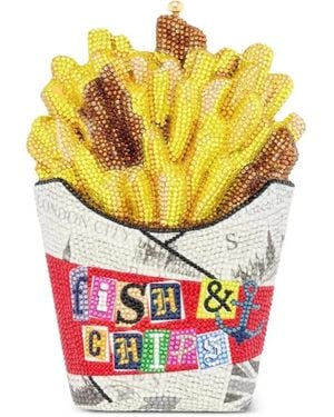 Judith Leiber French Fries Fish And Chips Crystal-Embellished Clutch Bag - Yellow