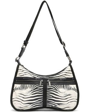 Roberto Cavalli Torino Zebra-Print Shoulder Bag - White