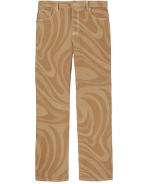 Emilio Pucci Marmo-Print Straight-Leg Trousers - Natural