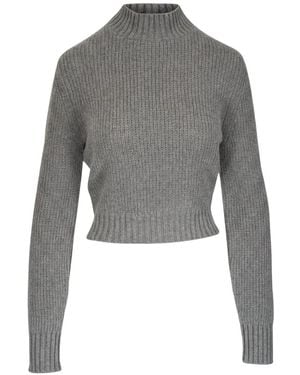 LeKasha Ribbed-Knit Cropped Jumper - Grey