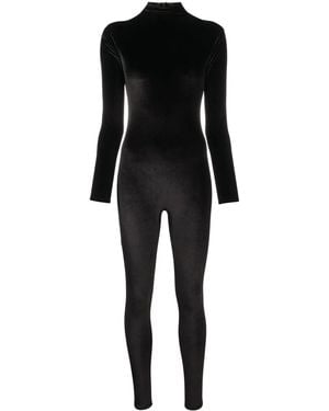 Atu Body Couture Long-Sleeve Velvet Jumpsuit - Black