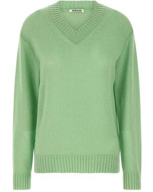 AURALEE Vネック セーター - グリーン