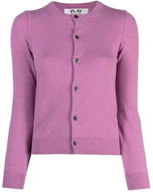COMME DES GARÇONS PLAY Heart-Patch Knitted Wool Cardigan - Purple
