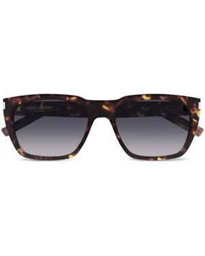 Saint Laurent トータスシェル スクエアフレーム サングラス - ブラウン