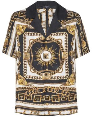 Balmain Hemd Mit Grafischem Print - Grau