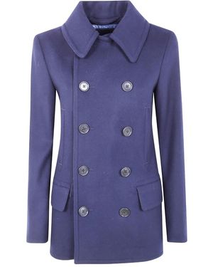 Polo Ralph Lauren Buttoned Wool-Blend Peacoat - Blue