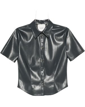 Nanushka Camicia Clare A Maniche Corte Con Abbottonatura - Grigio