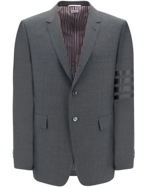 Thom Browne Wool Single-breasted Blazer Jacket - Grey
