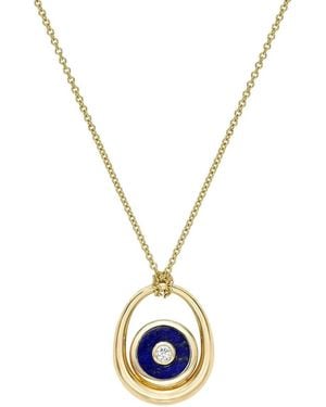 Retrouvai Compass Lapis And Diamond Necklace - Metallic