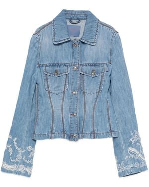 Ermanno Scervino Bestickte Jeansjacke - Blau