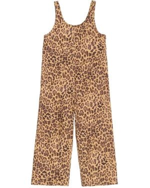 Bimba Y Lola Denim Jumpsuit Met Luipaardprint - Bruin