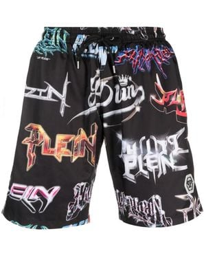 Philipp Plein Logos トランクス水着 - ブラック