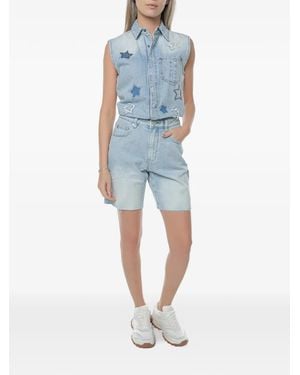 One Teaspoon Jackson Star-Patchwork Denim Playsuit - Blue