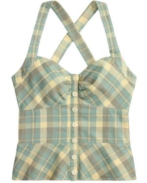 RRL Plaid Buttoned Top - Green
