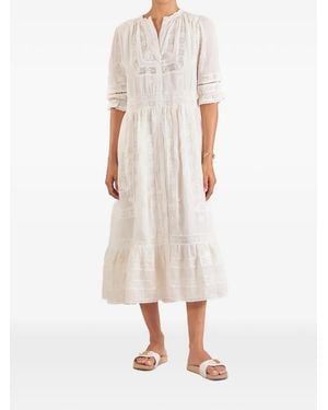 M.A.B.E Floral-Lace Midi Dress - White