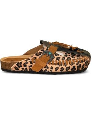 Taji Caribe Leopard-Print Mules - White