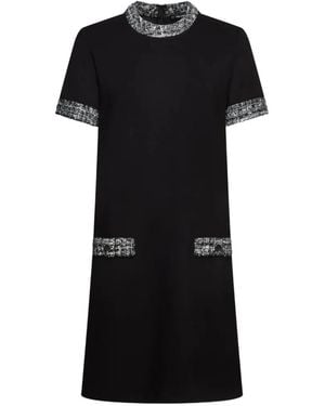 KARL LAGERFELD Bouclé-Trim T-Shirt Mini Dress - Black