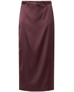 Anna October Aletta Belted Satin Midi Skirt - Purple